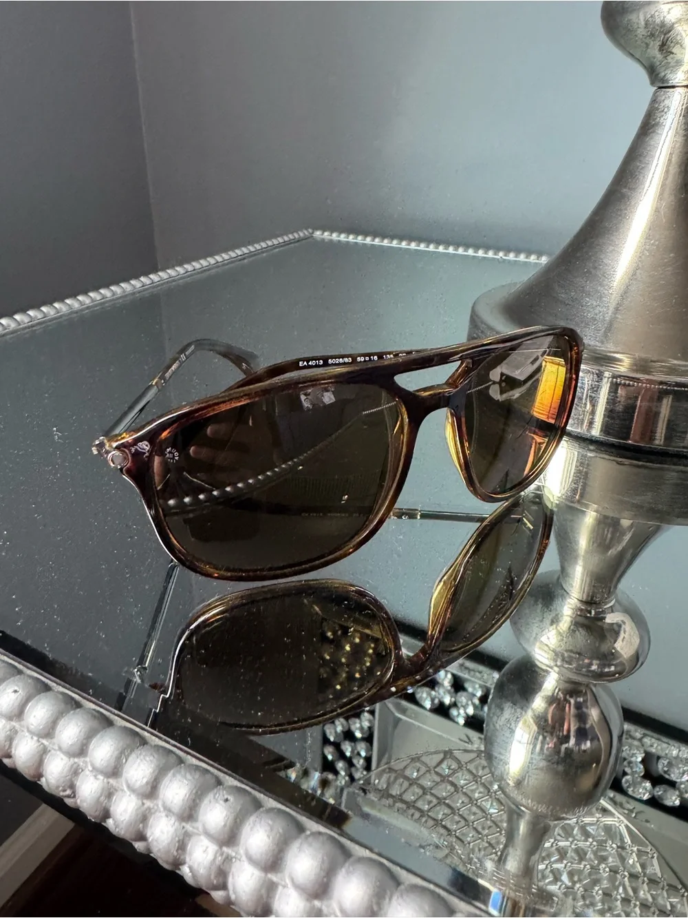 Emporio Armani Brown Tortoiseshell Temple Polarized Sunglasses